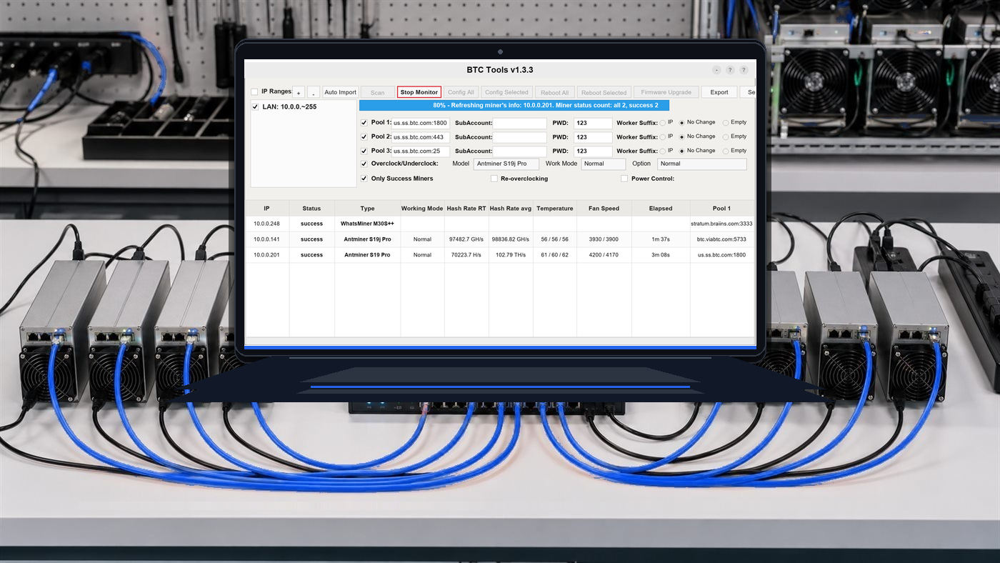 BTC Tools LAN setup workflow